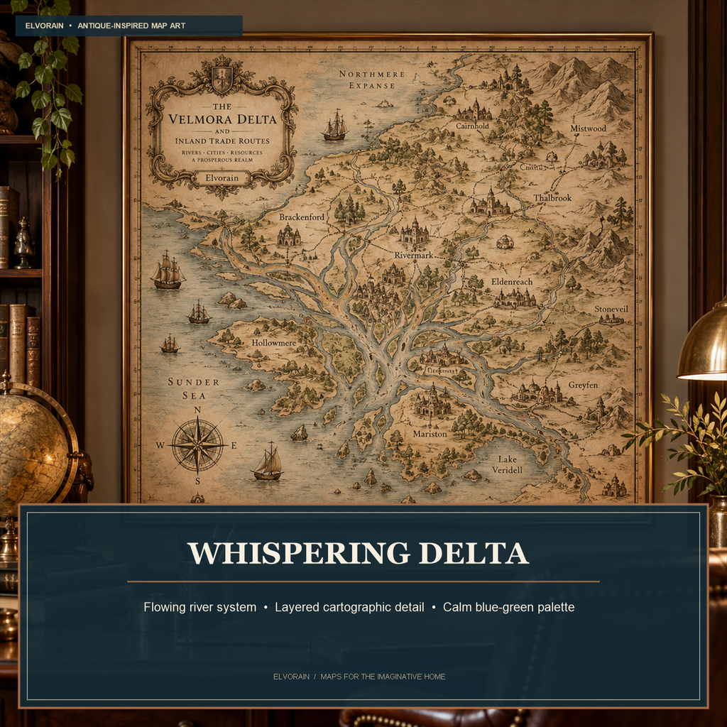 Elvorain™ Whispering Delta Map Art Print