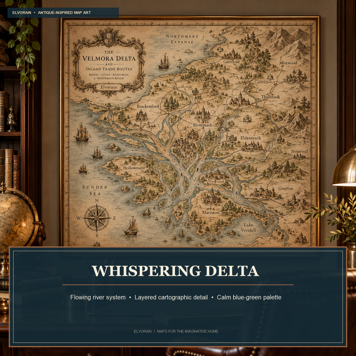 Elvorain™ Whispering Delta Map Art Print
