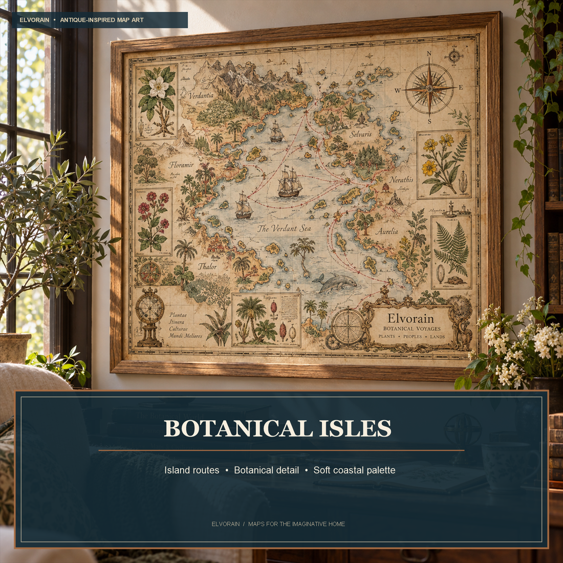 Elvorain™ Botanical Isles Map Art Print