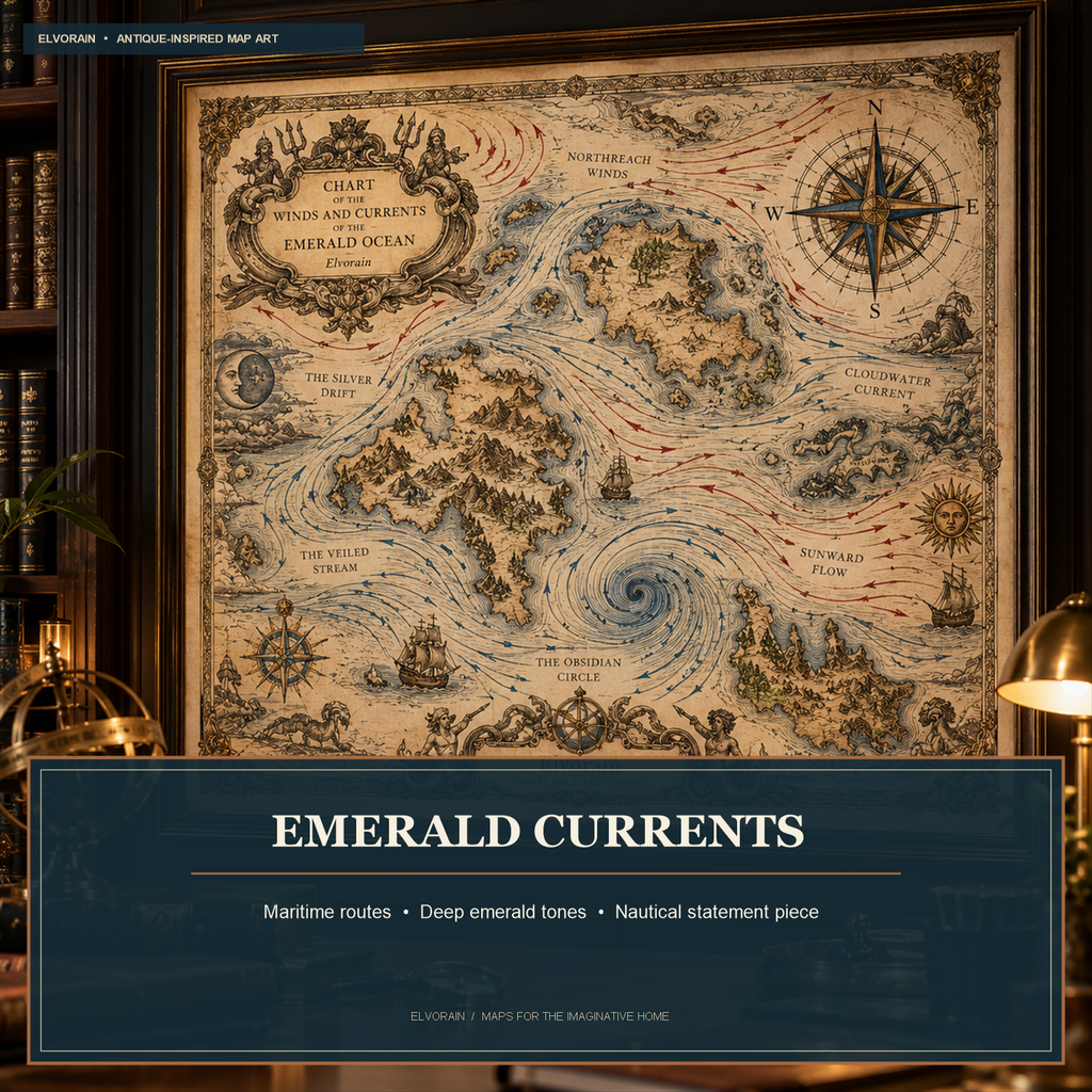 Elvorain™ Emerald Currents Ocean Map Art Print