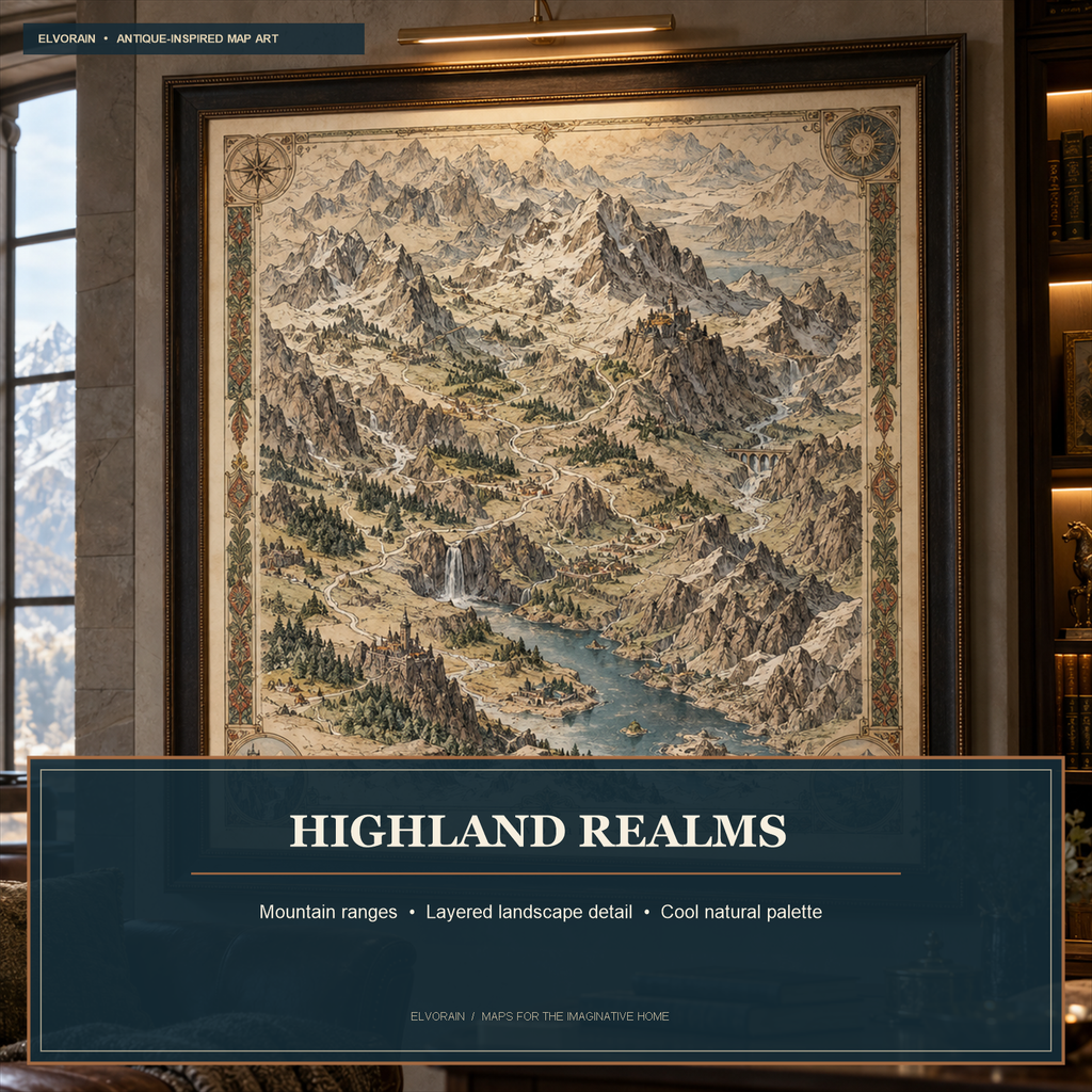 Elvorain™ Highland Realms Map Art Print