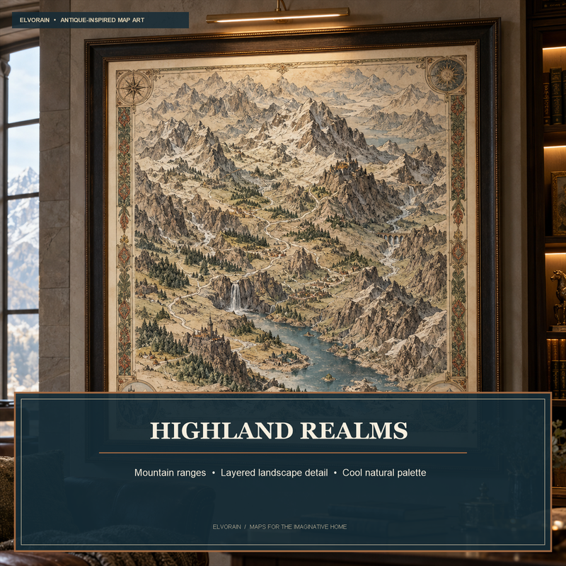 Elvorain™ Highland Realms Map Art Print