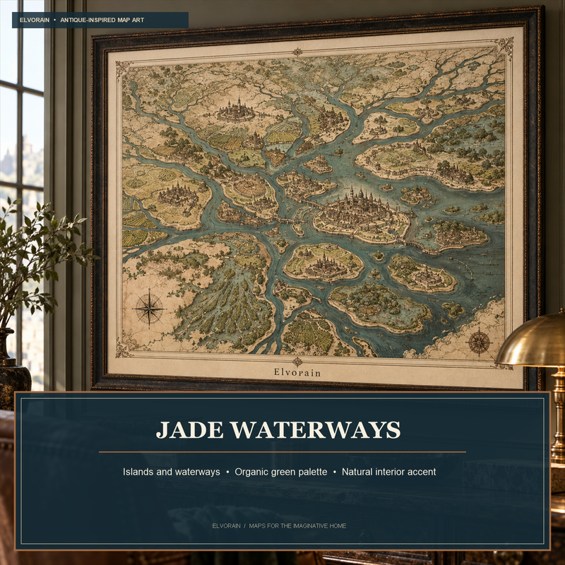 Elvorain™ Jade Waterways Map Art Print
