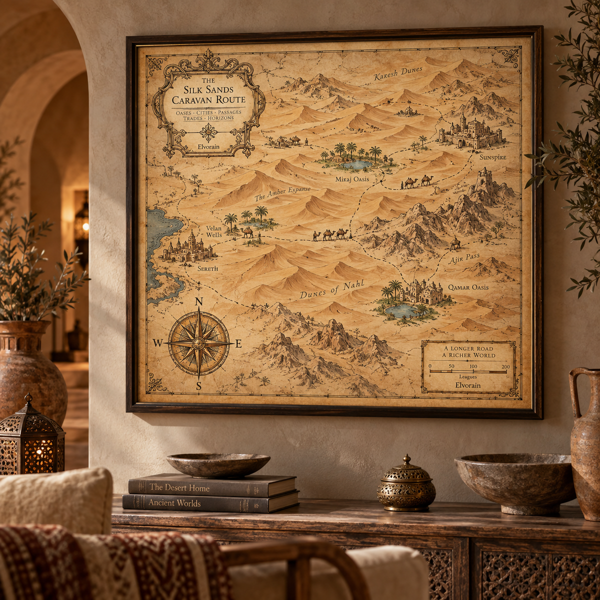 Elvorain™ Silkroad Sands Map Art Print
