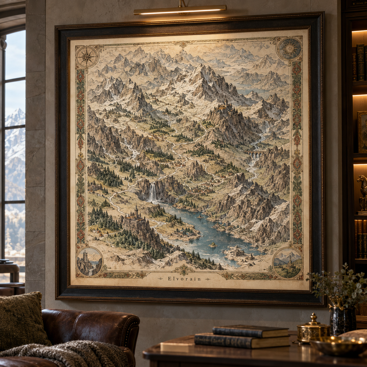 Elvorain™ Highland Realms Map Art Print