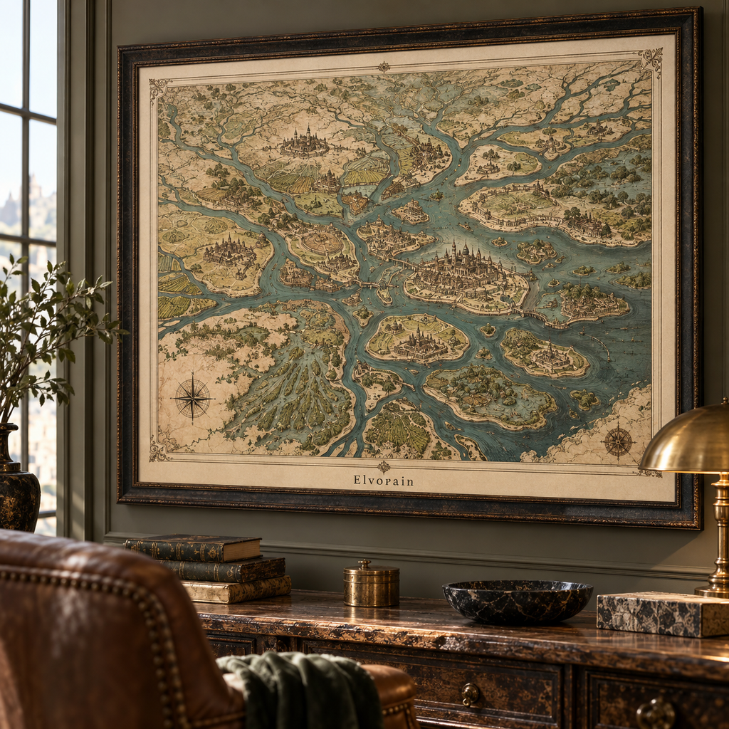 Elvorain™ Jade Waterways Map Art Print