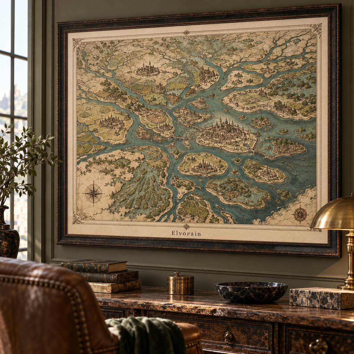 Elvorain™ Jade Waterways Map Art Print