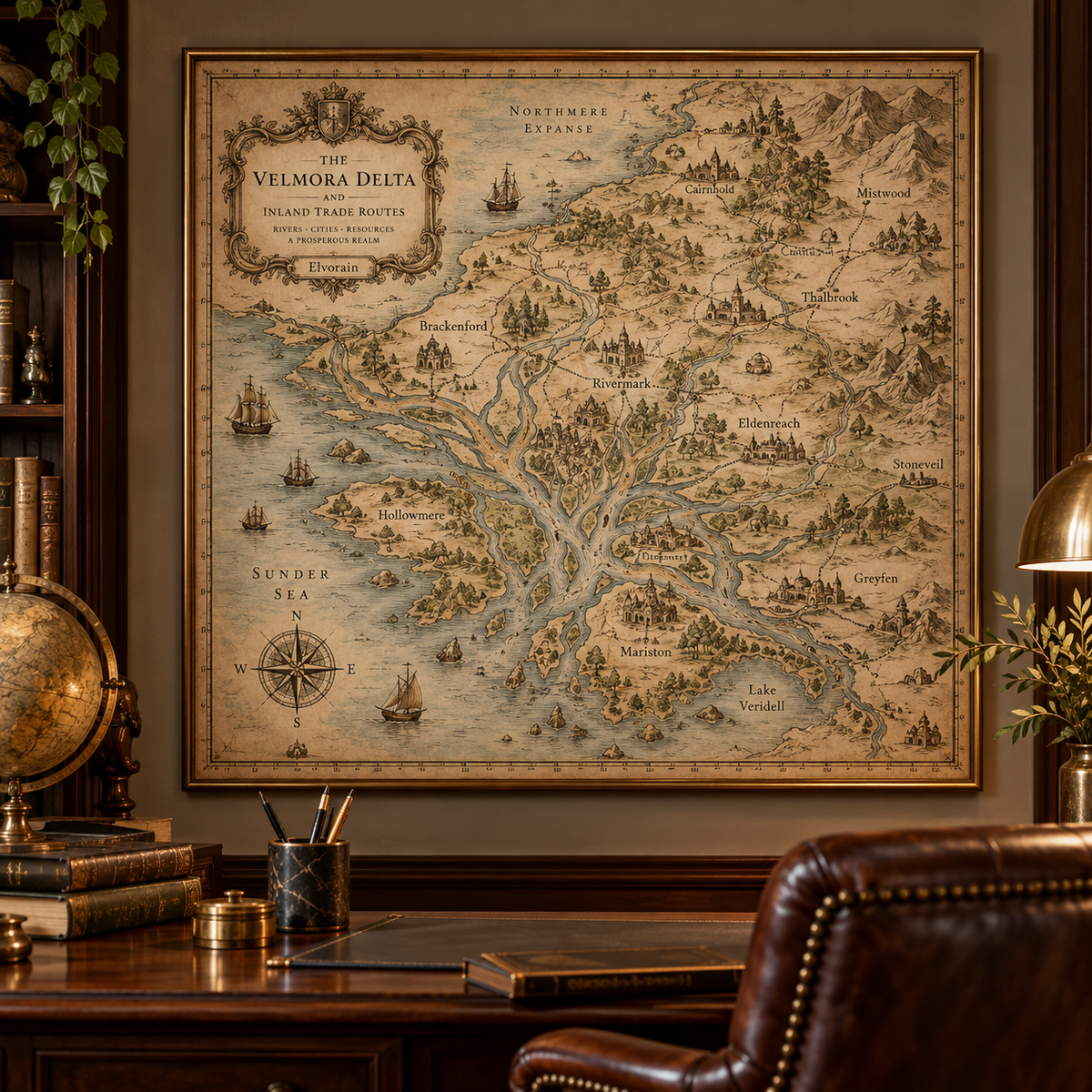 Elvorain™ Whispering Delta Map Art Print