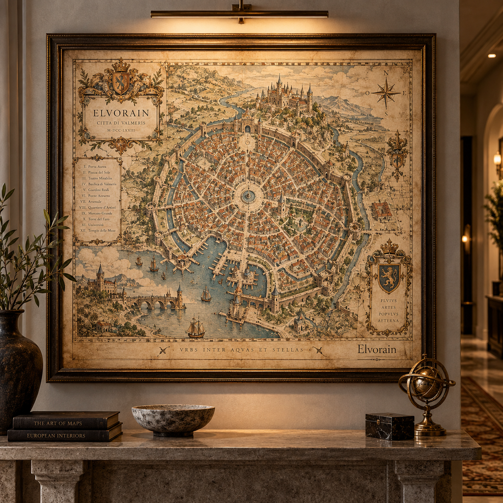 Elvorain™ Crown Harbor City Map Art Print