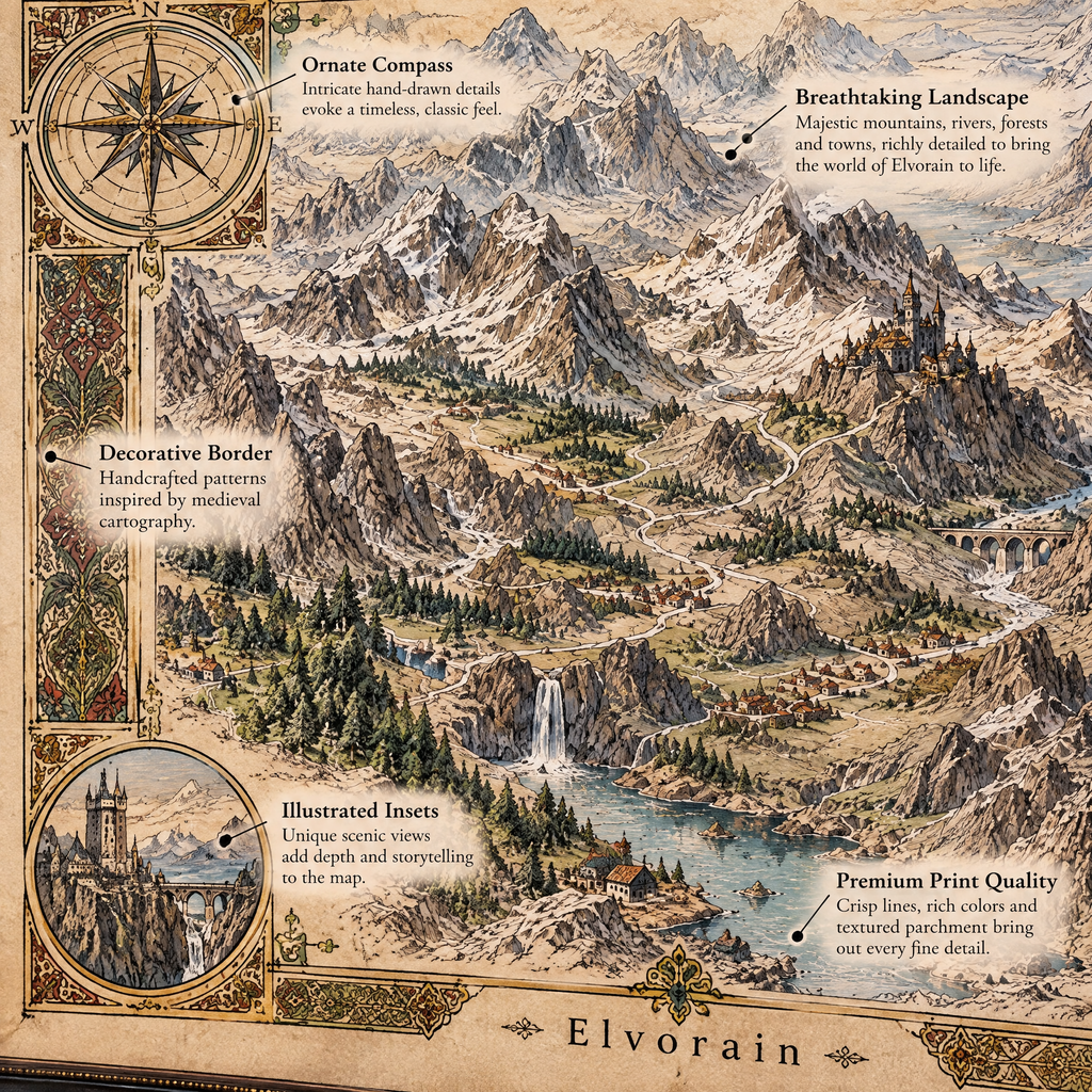 Elvorain™ Highland Realms Map Art Print