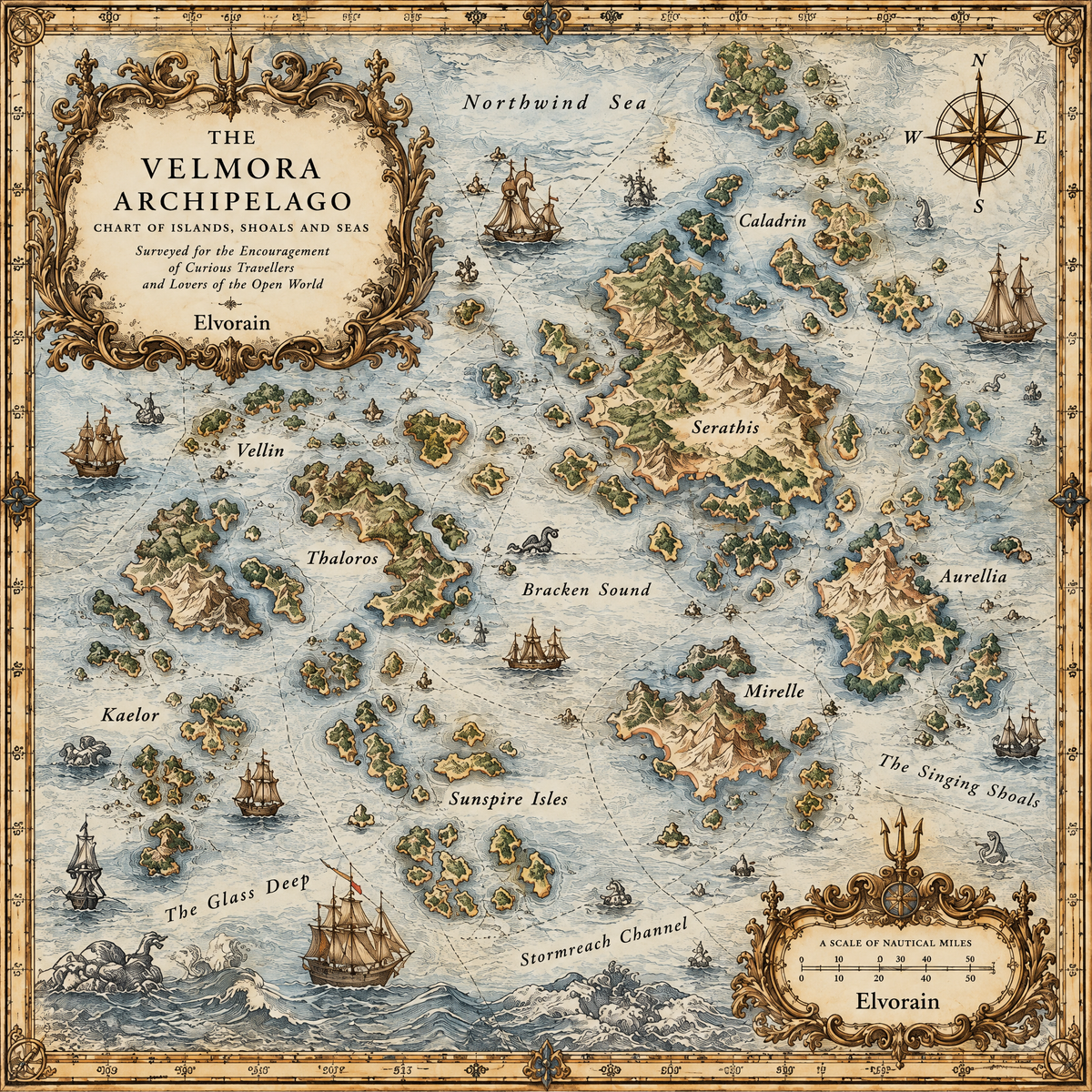 Elvorain™ Pearl Archipelago Map Art Print