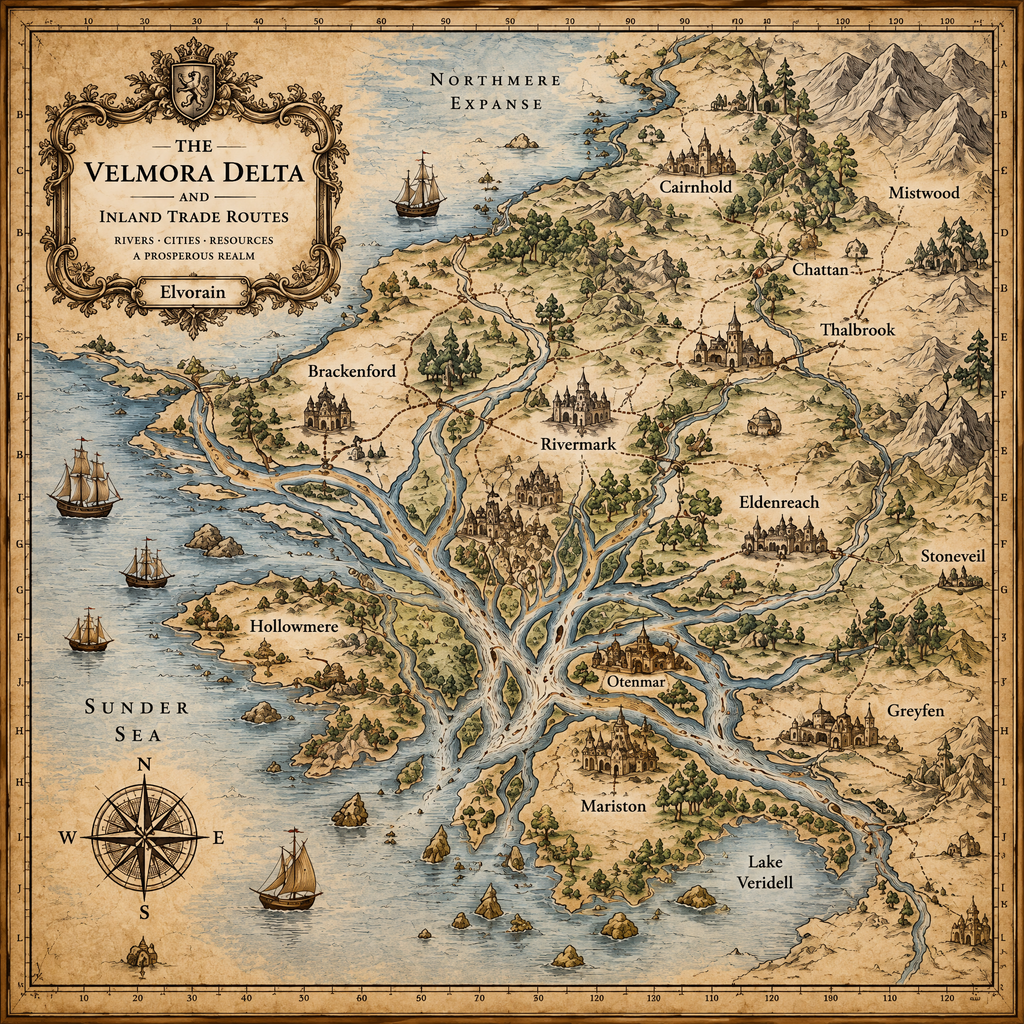 Elvorain™ Whispering Delta Map Art Print
