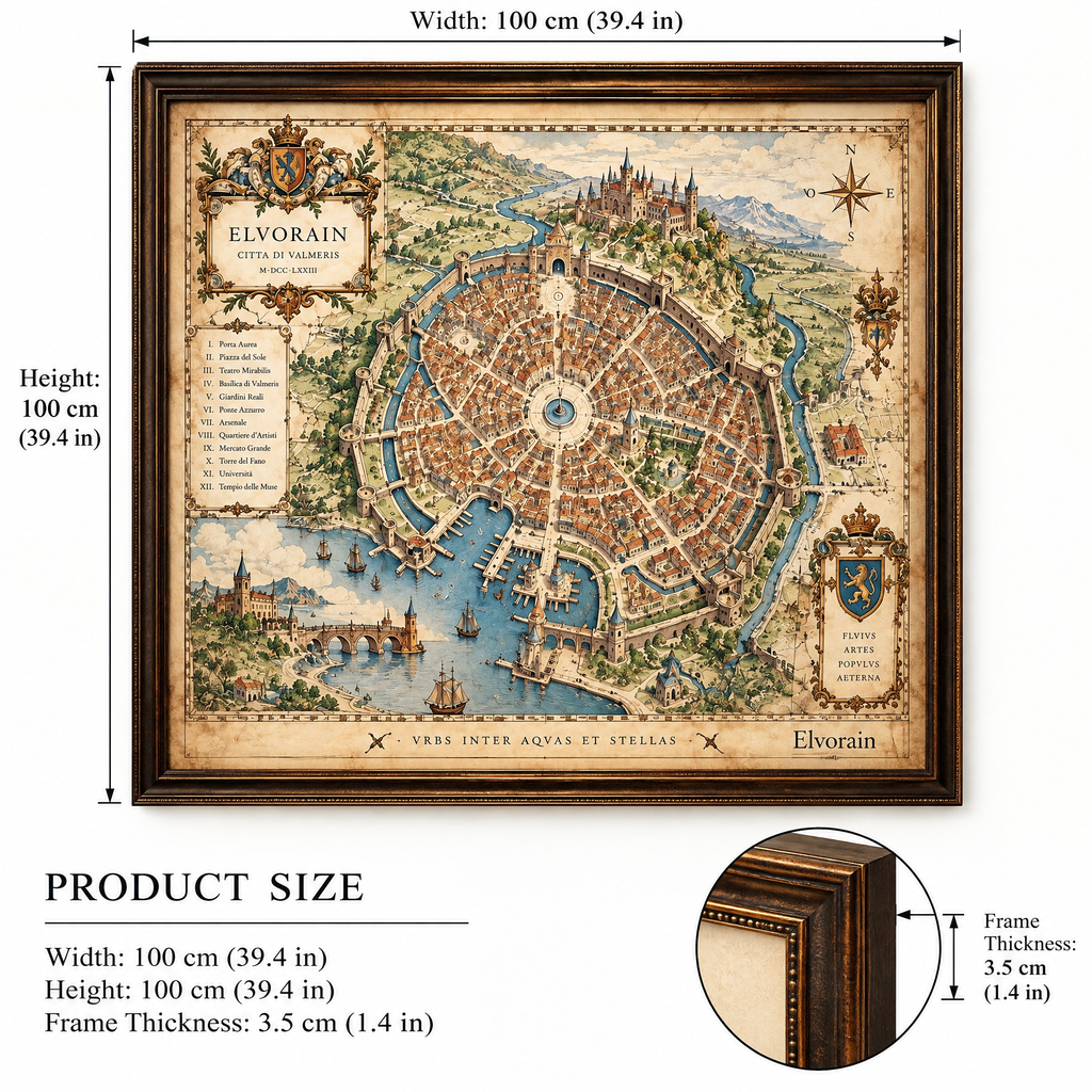 Elvorain™ Crown Harbor City Map Art Print