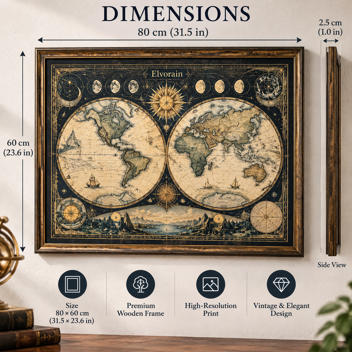 Elvorain™ Sun & Moon World Map Art Print