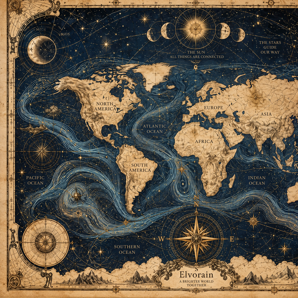 Elvorain™ Midnight Voyager World Map Art Print