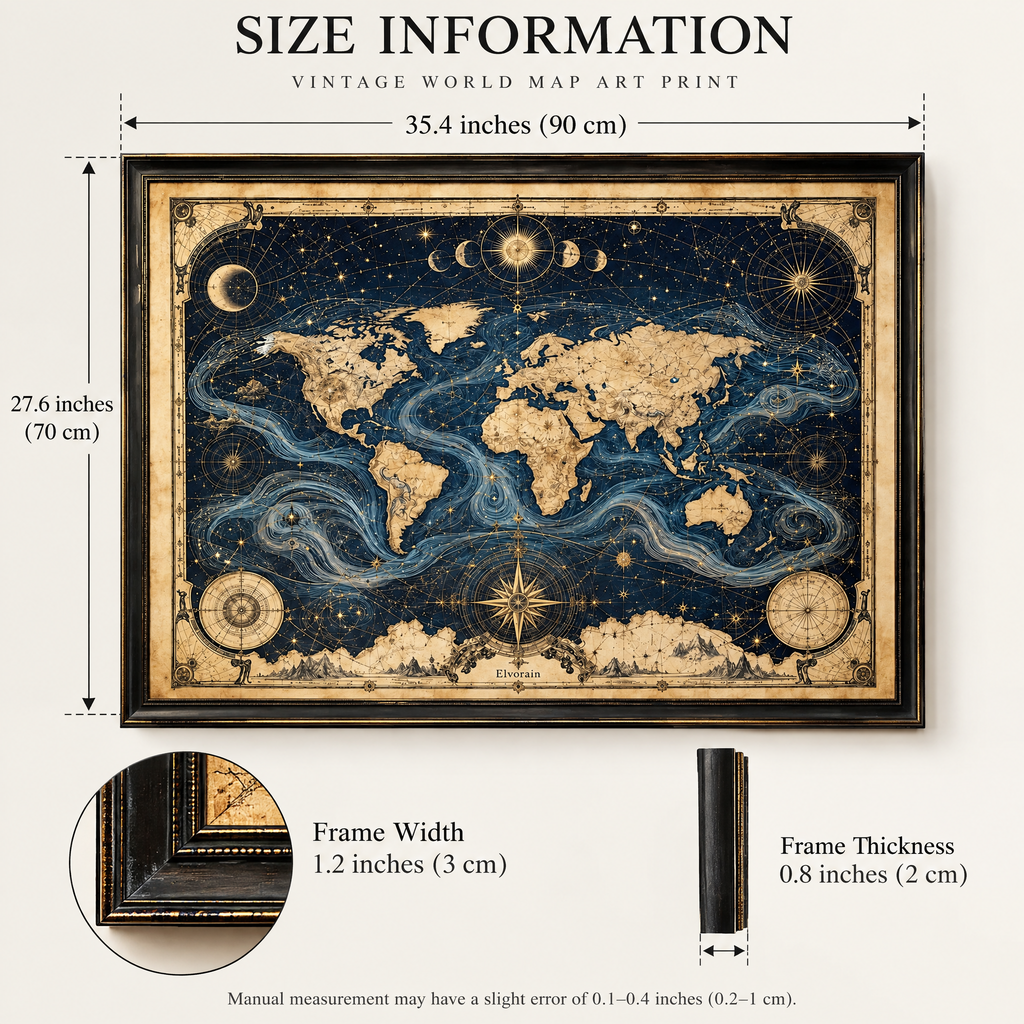 Elvorain™ Midnight Voyager World Map Art Print