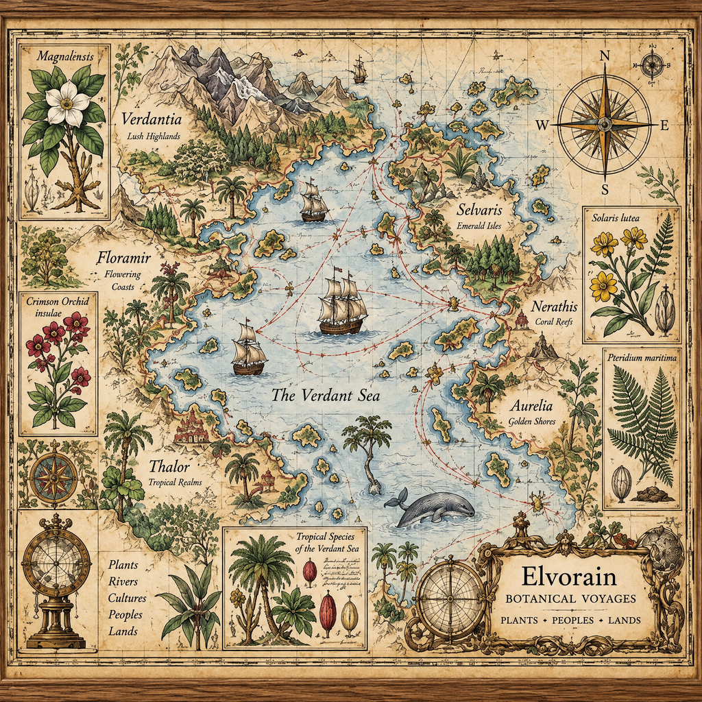 Elvorain™ Botanical Isles Map Art Print