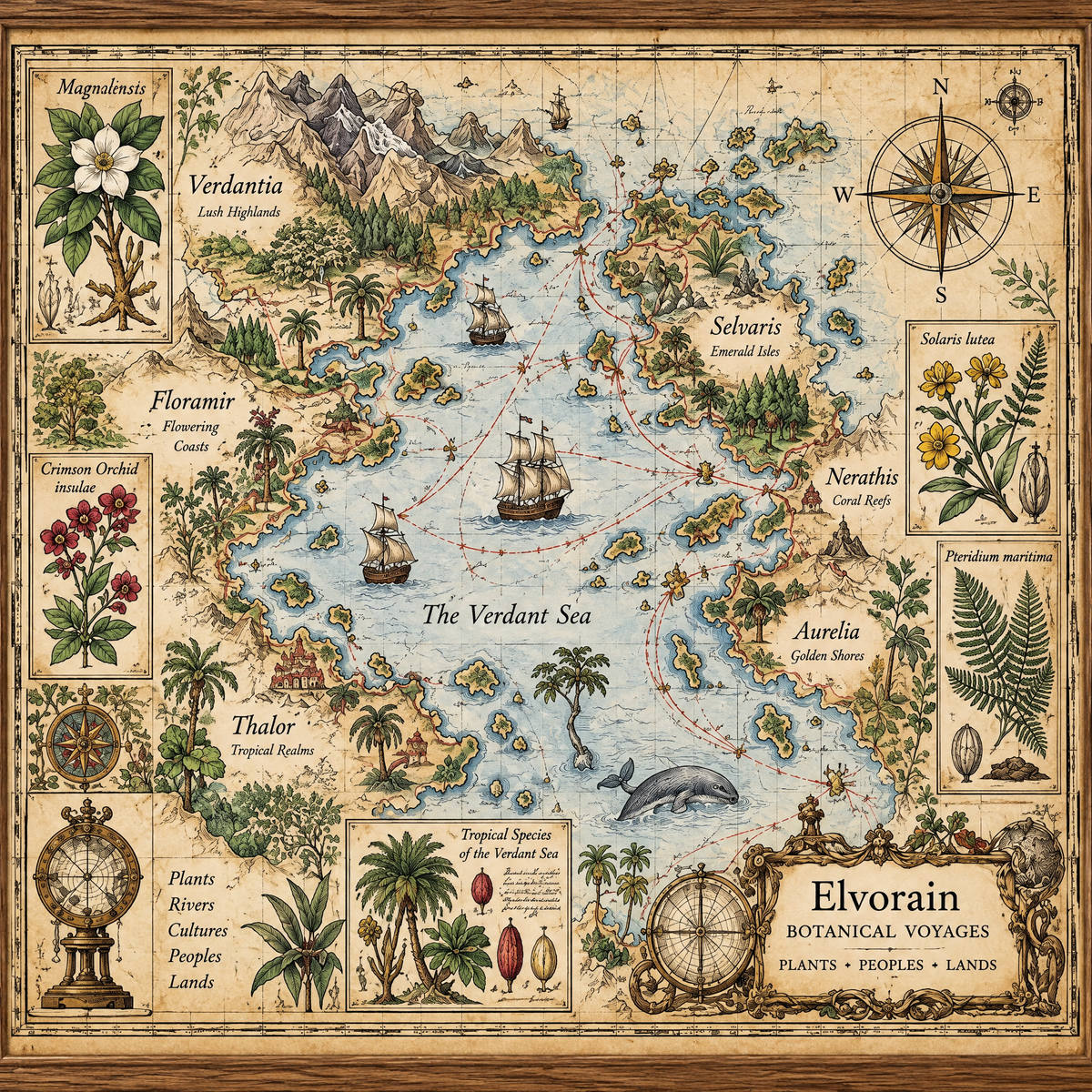 Elvorain™ Botanical Isles Map Art Print