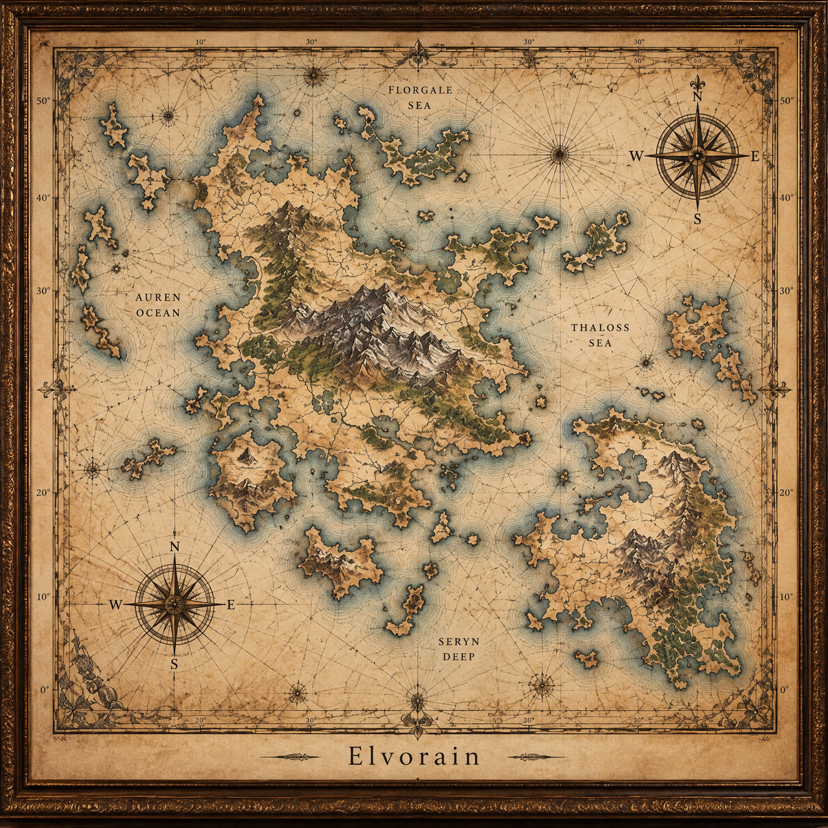 Elvorain™ Forgotten Isles Map Art Print