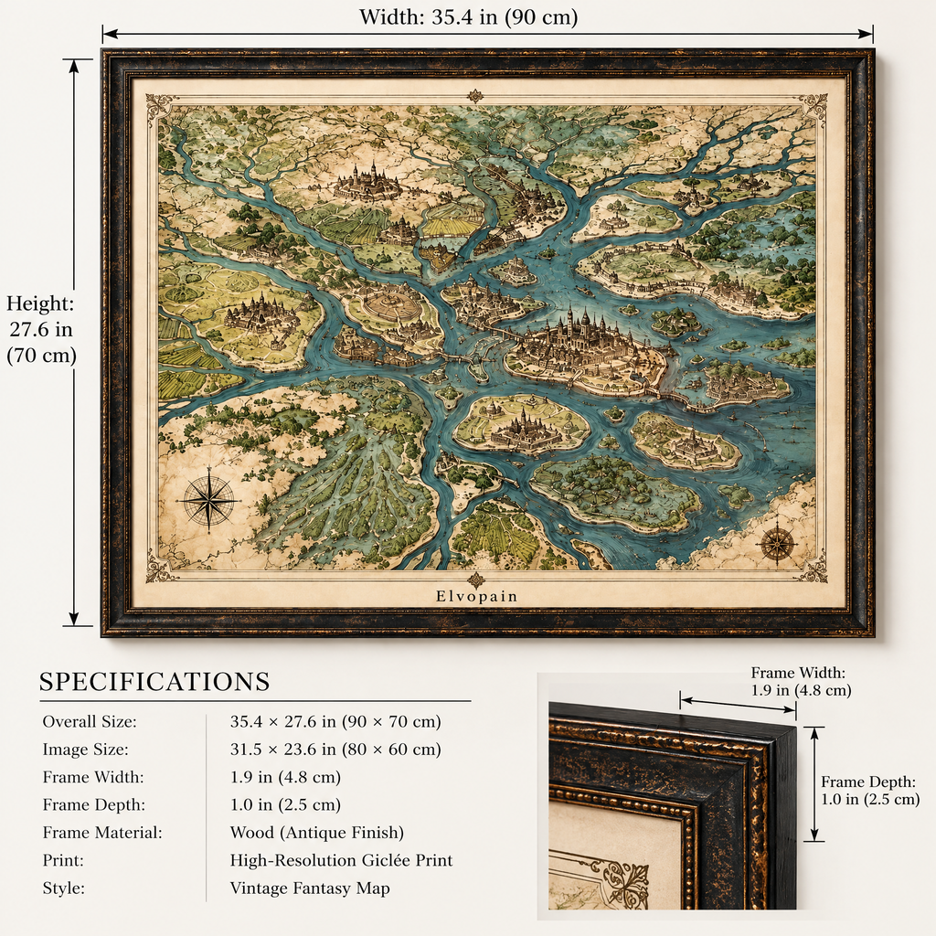 Elvorain™ Jade Waterways Map Art Print