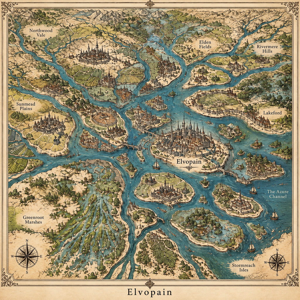Elvorain™ Jade Waterways Map Art Print