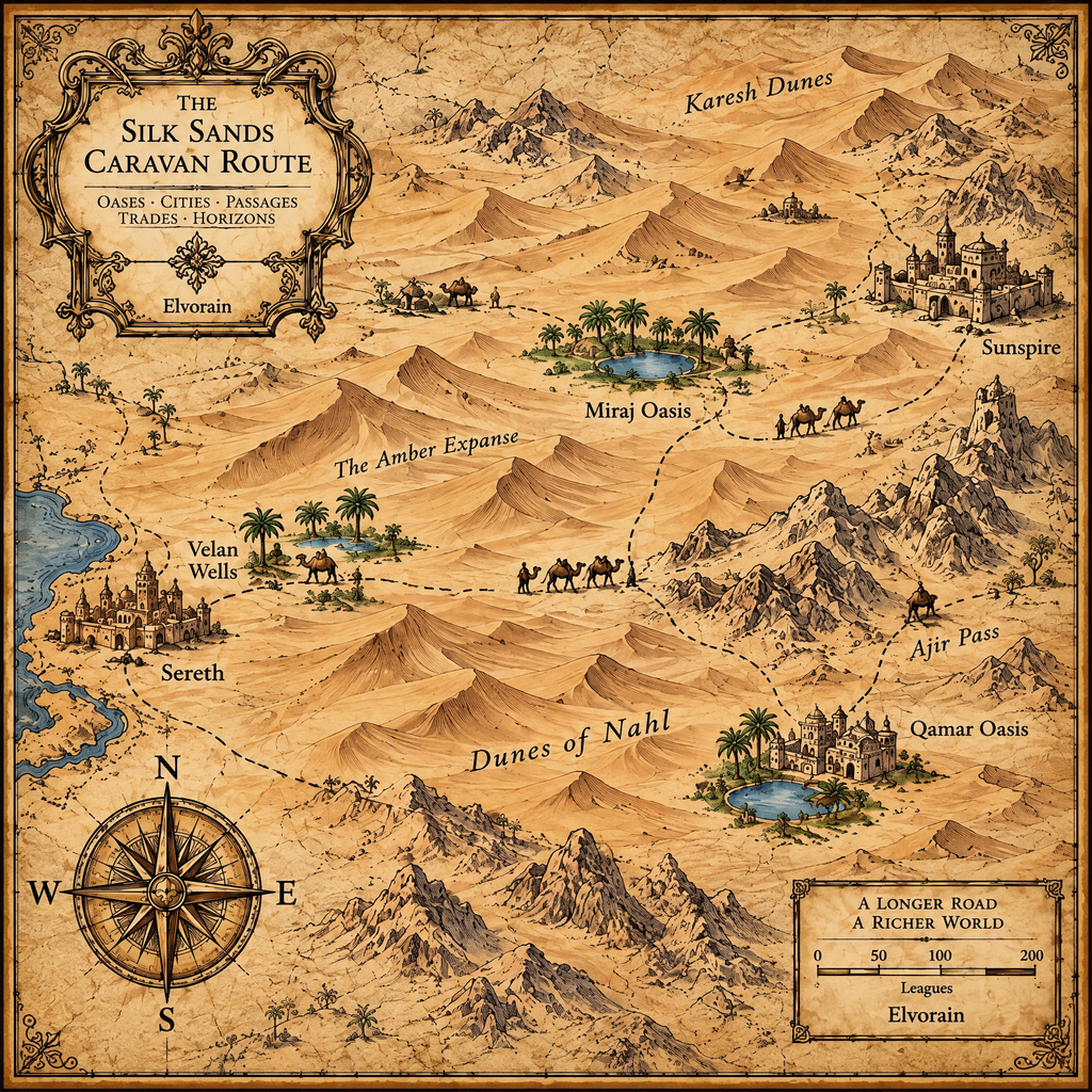 Elvorain™ Silkroad Sands Map Art Print