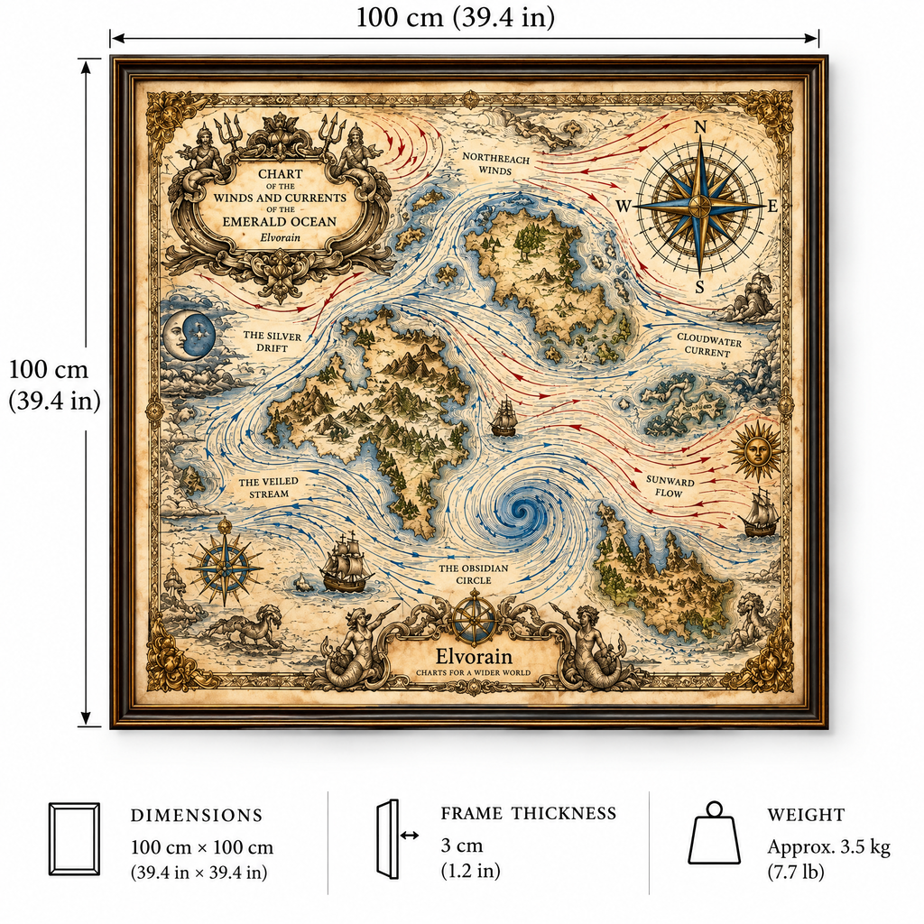 Elvorain™ Emerald Currents Ocean Map Art Print