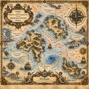 Elvorain™ Emerald Currents Ocean Map Art Print